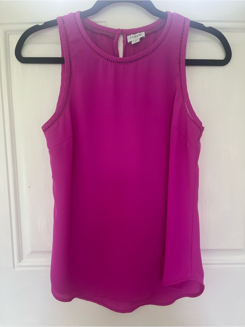 J. Crew Size 0 Bright Magenta Sleeveless Camisole with Eyelet Trim